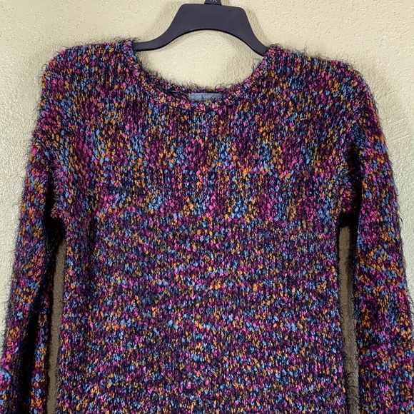 Ny Collection Sweater Fuzzy Soft Multi-Color Black Pink Pullover Long Sleeve - Picture 4 of 11